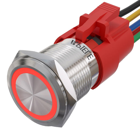 APIELE 19mm Momentary Push Button Switch On Off Stainless Steel with 12V LED Angel Eye Head for 19mm Mounting Hole