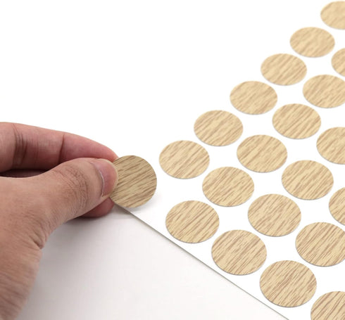 Self-Adhesive Screw Hole Stickers PVC Cover Caps - Dustproof for Wooden Furniture Cabinet, 21mm, 2 Sheets/108 Pcs