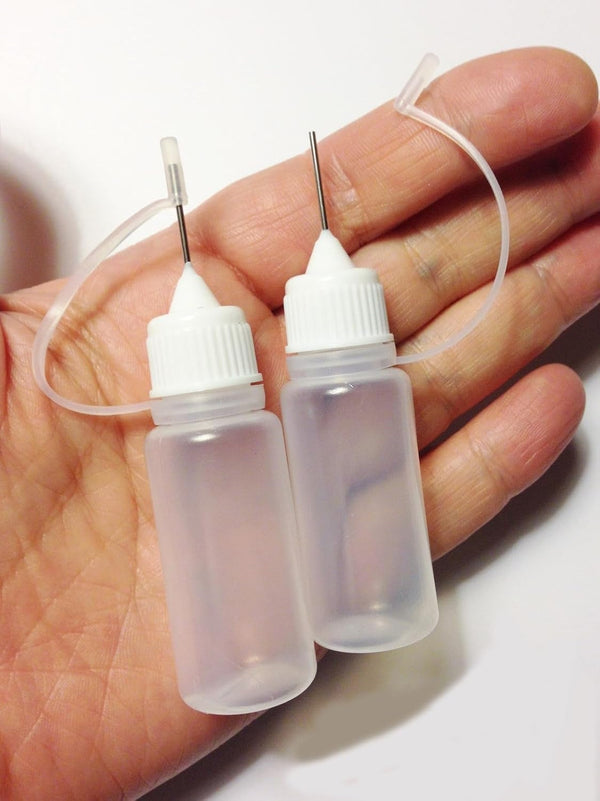 M01164 2pc Needle Tip Dropper Squeeze Bottles Clear Small 10 ml Plastic