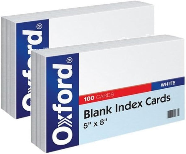 Oxford Blank Index Cards, 5" x 8", White, 100/Pack (50) (2 Pack)