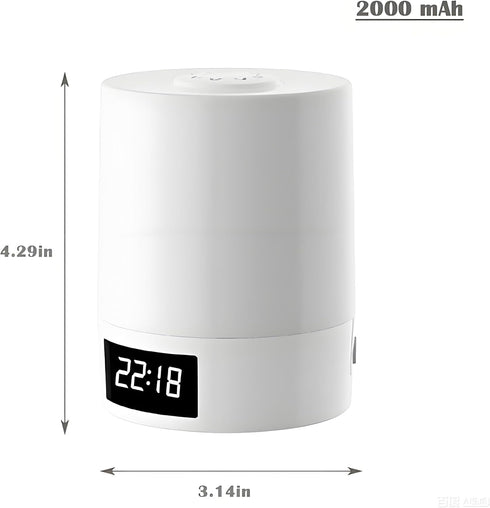 3 2000mAh Dimmable (1, 3.14 4.29) Night Light with Clock, Color Rechargeable LED Touch Lamp, Eye-Caring Cordless