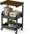 Generic Multi-Purpose 3 Tier Rolling Cart with Walnut Table Top, Metal Utility Storage