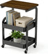 Generic Multi-Purpose 3 Tier Rolling Cart with Walnut Table Top, Metal Utility Storage