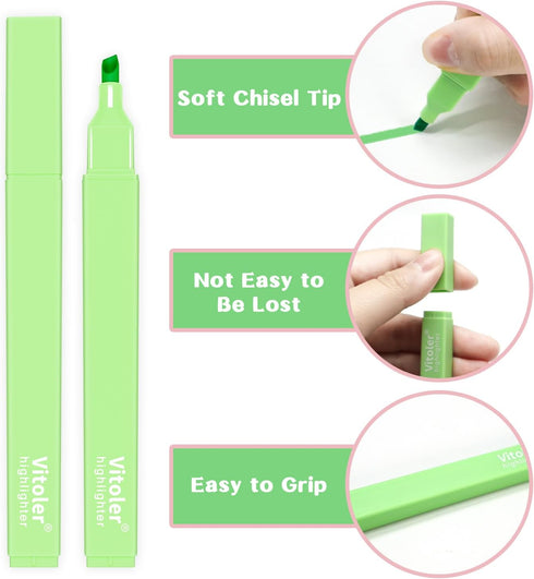 Vitoler 10Pcs Bible Highlighters with Soft Chisel Tip, Aesthetic Lake Colors No Bleed Highlighters, Cute Pastel Office