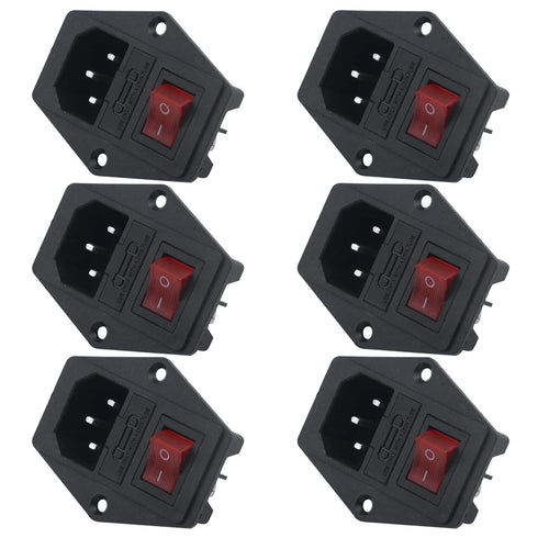 Antrader 6pcs Inlet Module Plug, Male Power Socket with 5A Fuse Switch, 10A 250V