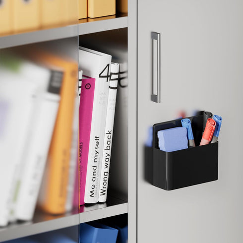 MaxGear Dry Erase Marker Holder, Magnetic Pen Holder for Fridge, Whiteboard & Locker Organizer, 2 Pack, Black