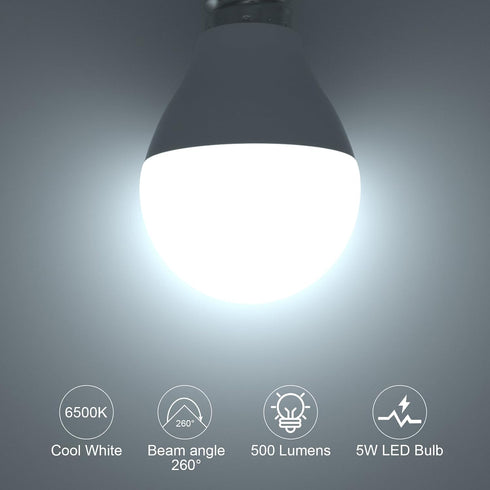 E17 Bulb 5 6500K, 40W A15/G45 Bulbs, 500 Non-Dimmable, 6 Pack ORALUCE LED Watts Cool White Equivalent Globe Ceiling Fan