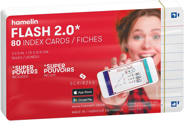 Flash 2.0-3x5 Flashcards/Index Cards - 80ct White