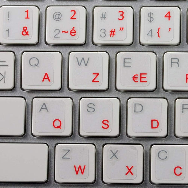 4Keyboard French AZERTY Keyboard Decals ON Transparent Background with Blue, Black, Green, RED,