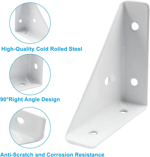 Jiozermi 8Pcs 66mm 66mm x Corner Brace Brackets, Angle Corner Brackets Black Angle Bracket Triangle Shelf Bracket