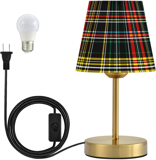 ALAZA Table Lamp for Bedroom Nightstand Multicolor Buffalo Plaid Checkered Bedside Lamp
