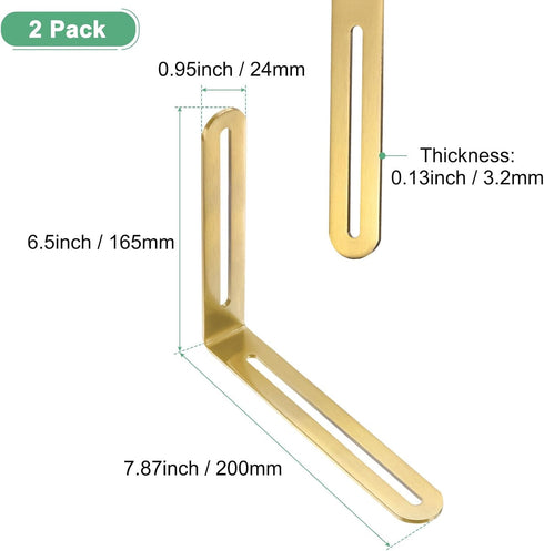 2-Pack 7.87 6.5 M METERXITY Adjustable L-Shape Corner Brace, x in Stainless Steel Right Angle Brackets with Slotted