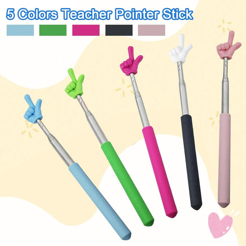 Trsewmi 5PCS Pointer Stick For Classroom Multipurpose Teacher Pointer Stick, Extendable Classroom Pointer And Finger