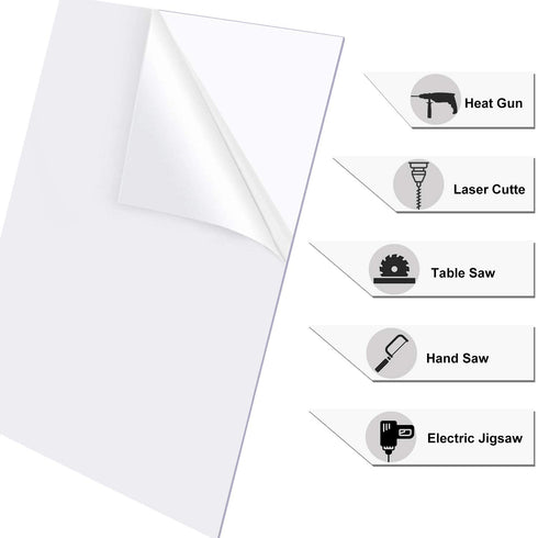 YSTIME 8" x 12" Clear Acrylic Sheet, Plexiglass Plastic for Crafts, Pack of 2 with Protective Paper