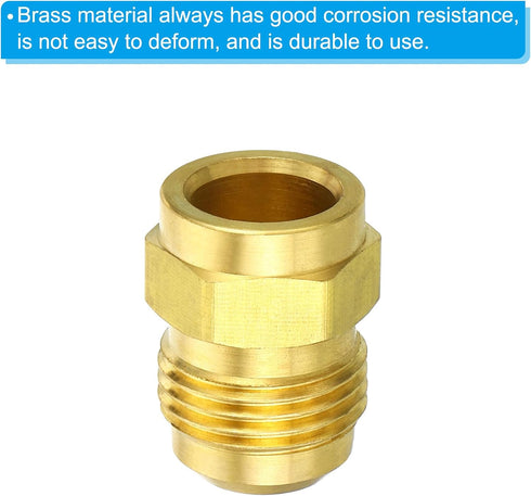 PATIKIL 1/2 SAE Male Thread Brass Flare Tube Fitting - 2 Pack Pipe Adapter Connector for Plumbing HVAC