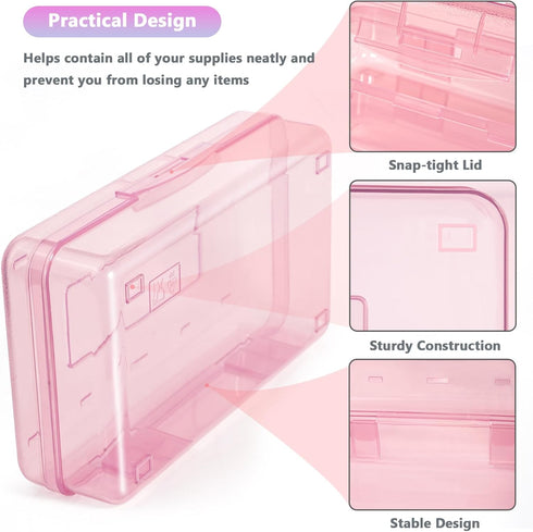 Pencil Box, Large Capacity Plastic Pencil Case for Kids, Girls, Boys, Adults, Hard Crayon Box Storage