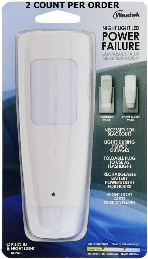 Westek LED Emergency Lights for Home Power Failure, 2 Pack - 3