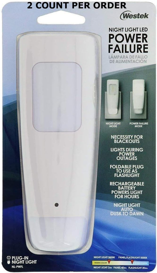 Westek LED Emergency Lights for Home Power Failure, 2 Pack - 3