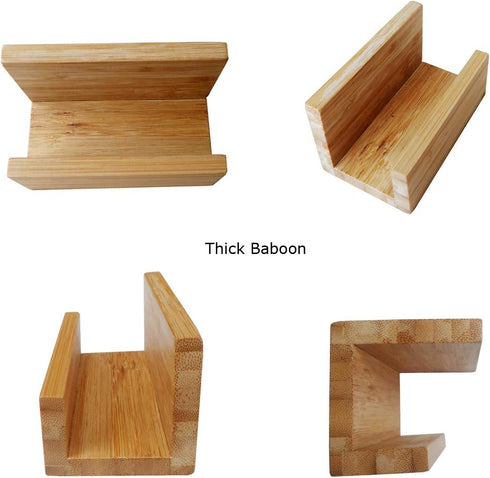 Enyuwlcm Bamboo Wooden Pen Holder Cup - Desk Business Card Holder Stand for Office Home School (2 Packs)
