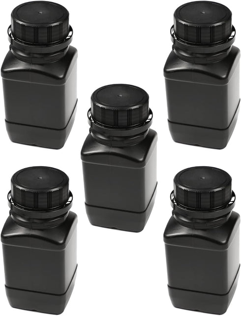 Othmro 250ml Plastic Lab Chemical Reagent Bottles, 5pcs Square Wide Mouth Storage Container with Anti-Theft Cap