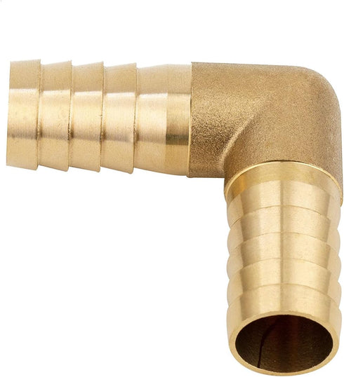 Yoebor Brass Hose Barb Fitting 90 Degree Elbow, 5/8" Barbed (Pack of 2) for Fuel/Air/Water