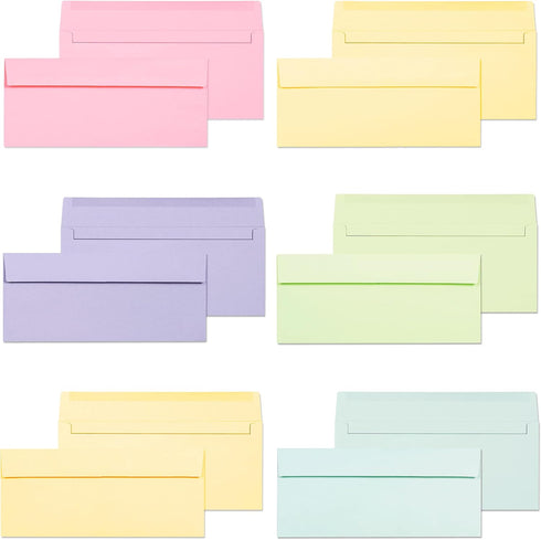 Business Envelopes, 120-Pack #10 Envelopes, 4 1/8 x 9 1/2 Inches, 6 Pastel Colors