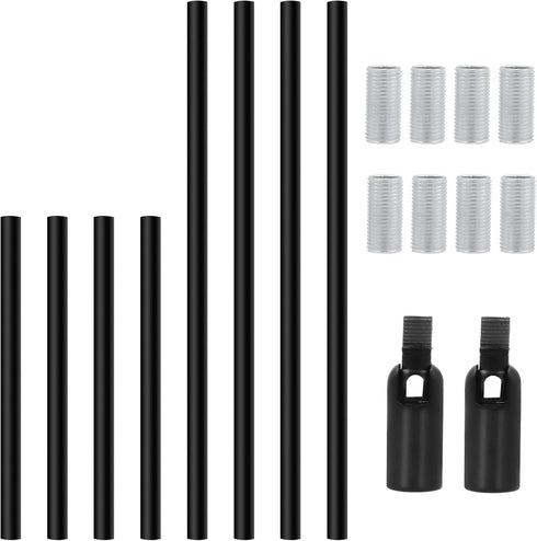 Antrader M10 Threaded Extension Rod Black Lighting Fixture Stems with Sloped Ceiling
