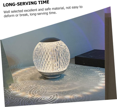 DELURA Minimalist Table Lamp, Color Changing Rechargeable Night Light, Crystal Sphere Table Lamp, Glass Ball Night