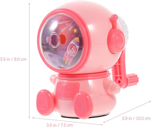SEWACC Hand Crank Pencil Sharpener Cartoon Astronaut Spaceman Shaped Manual Sharpener for Colored Makeup Pencils Pink