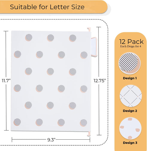 Y YOMA 12 Pack Rose Gold Hanging File Folders - Decorative Letter Size Folder Organizer with Adjustable Tabs