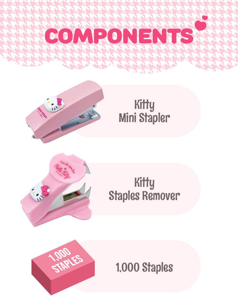 Kitty Mini Stapler with 1,000 Staples/Box + Staples Remover Set/School, Office Stationery (Mini Stapler Set) by ADDY & PLUSY