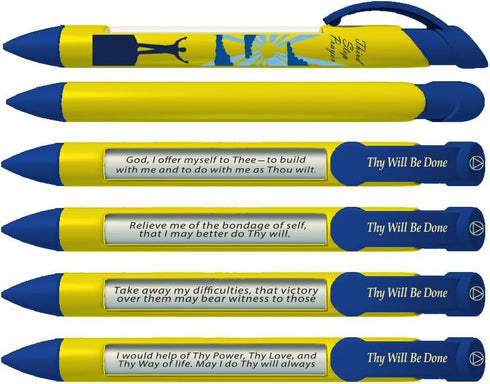 Recovery Pens- 3rd Step/7th Step/Happy Joyous Free Pen Trio Rotating Message 6 Pen Set (36077)