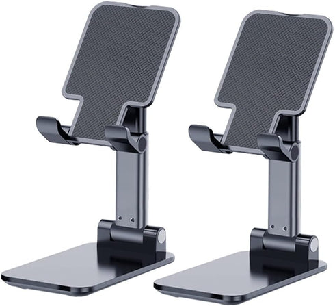 Phone Stand for Desk, 2 Pack MT-6 Adjustable Cellphone Holder for Office, Compatible with Devices Under 8” (Black)