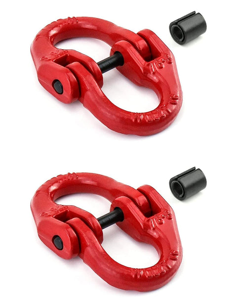 G80 Alloy Steel Coupling Link, 2 Pack 1/4" Hammer Lock Chain Connector, Red, 2645 lbs Working Load Limit