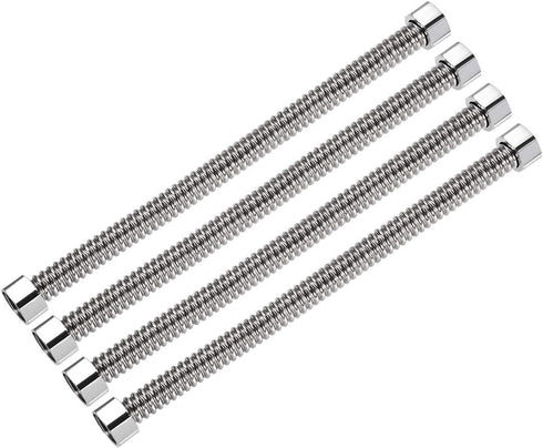 uxcell Corrugated Stainless Steel Flexible Water Line | 11.8inch Long G1/2 Female Threaded Connector with Washer, 4pcs
