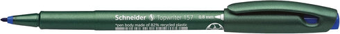 Schneider Topwriter 157 Fiber Tip Pen, 0.8 mm, Green Barrel, Box of 10