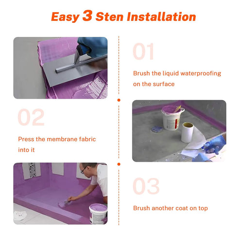 Waterproofing Membrane Fabric, 6 Inch X 75 Foot Roll, Non-Woven Waterproof Fiberglass Mesh Tape for Bathroom