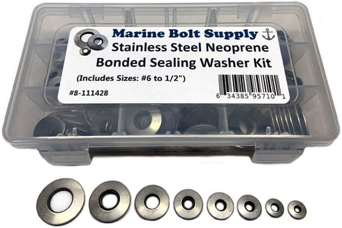 Stainless Steel Neoprene Bonded Sealing Washer Assortment Kit - Marine Bolt Supply 8-111428