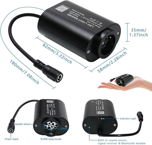 6W 28-Key AKEPO Mini Size Twinkle Fiber Optic Light Engine Only, RGBW Bluetooth APP Control + Music Sync + Remote