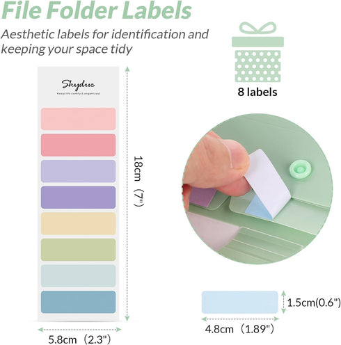 SKYDUE Expanding File Folder with 5 Pockets, Aesthetic Accordion File Organizer, Portable Document Organizer, Pea Green