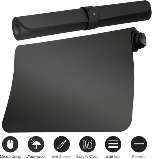 Boutilon (L-Black,35"x 17") Leather Desk Pad Protector,Non-Slip Mouse Pad,Laptop Desk Pad,Office Mouse Mat,Waterproof