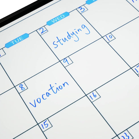 JILoffice Magnetic Calendar Whiteboard & Bulletin Corkboard Combo Board 24 x 18 Inch, Black Aluminum Frame for Home,