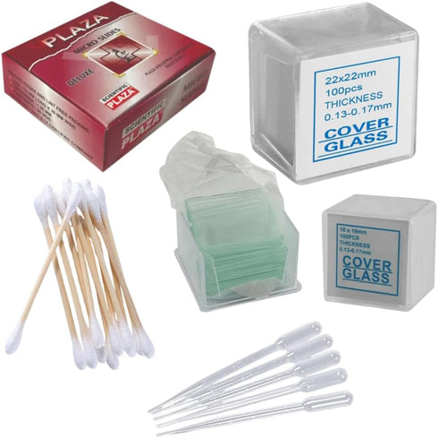 GOLAB Laboratory Microscope Slide Combo Kit 76x26mm Glass Slides, 2 Types Cover Glass,