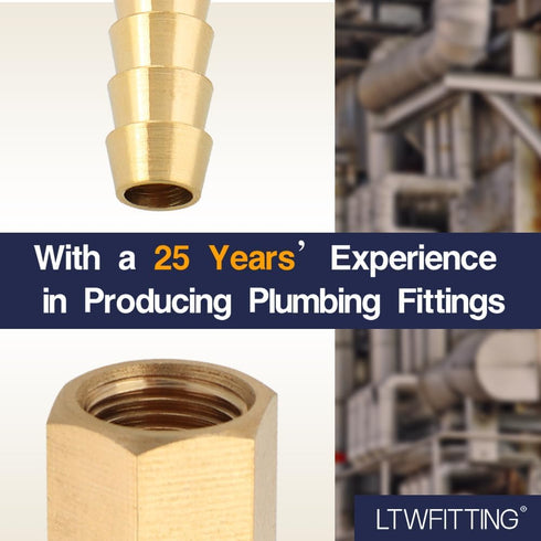 LTWFITTING Brass Coupler Fitting - 1/4-Inch Hose Barb x 1/8-Inch Female NPT Fuel Water (Pack of 5)