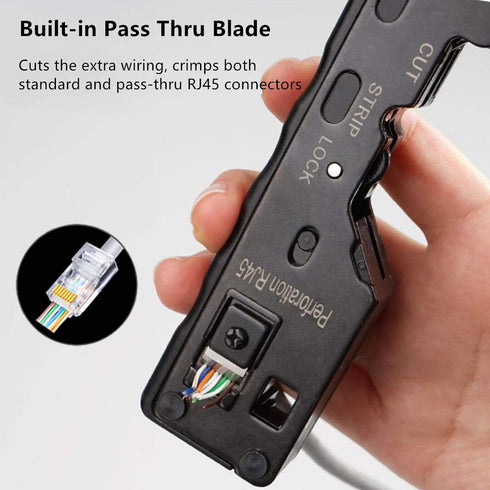 Yankok Pass Through Crimper for RJ45 Pass-thru and RJ45 RJ12 RJ11 8P 6P Regular Network Connectors