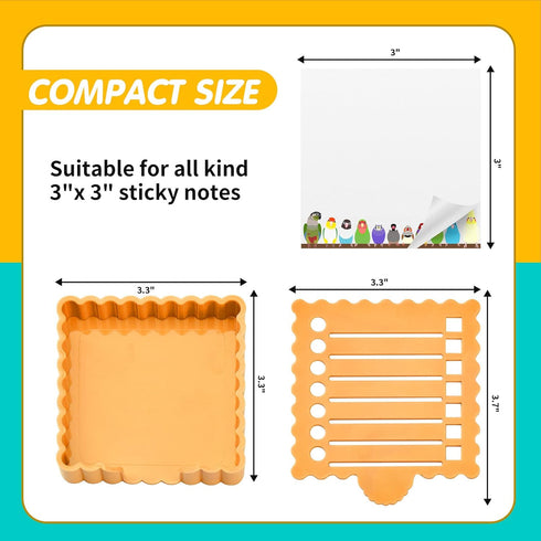 Cute Sticky Notes Holder with Stencil, Wavy Self-Stick Notepad Holder, Note Dispenser for Desk