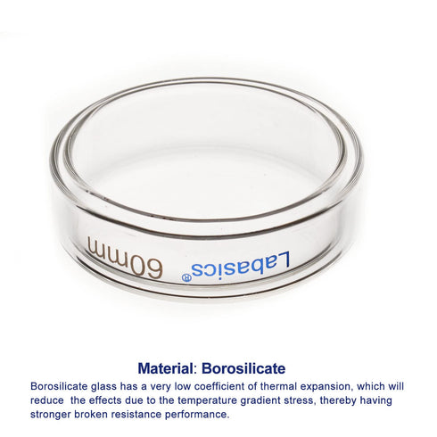 10pk Glass Petri Dishes, 60x15 mm, Autoclavable Borosilicate Glass Cell Culture Dishes with Clear Lid