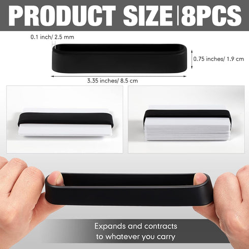 Set 8 4 of Elastic Money Bands - Silicone Wallet Bands, Cash Card Holder, Money Clip Alternative, with PVC Cards
