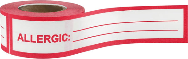 ChromaLabel 1 Inch Allergic Write-in Tape, Red and White Imprint, 500 Inch Roll
