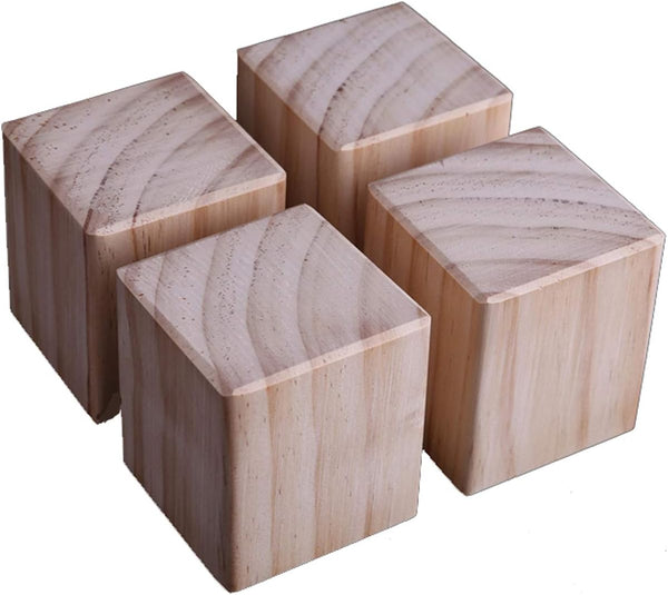 KDDEON Set of 4 Solid Wood Pine Block Furniture Risers Legs,Table Legs Bed